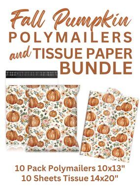 Vintage Floral Autumn Pumpkins Bundle 10x13 Polymailers & Tissue Paper